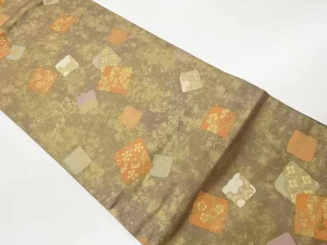 JAPANESE NAGOYA OBI / WOVEN AUTUMN FLOWERS